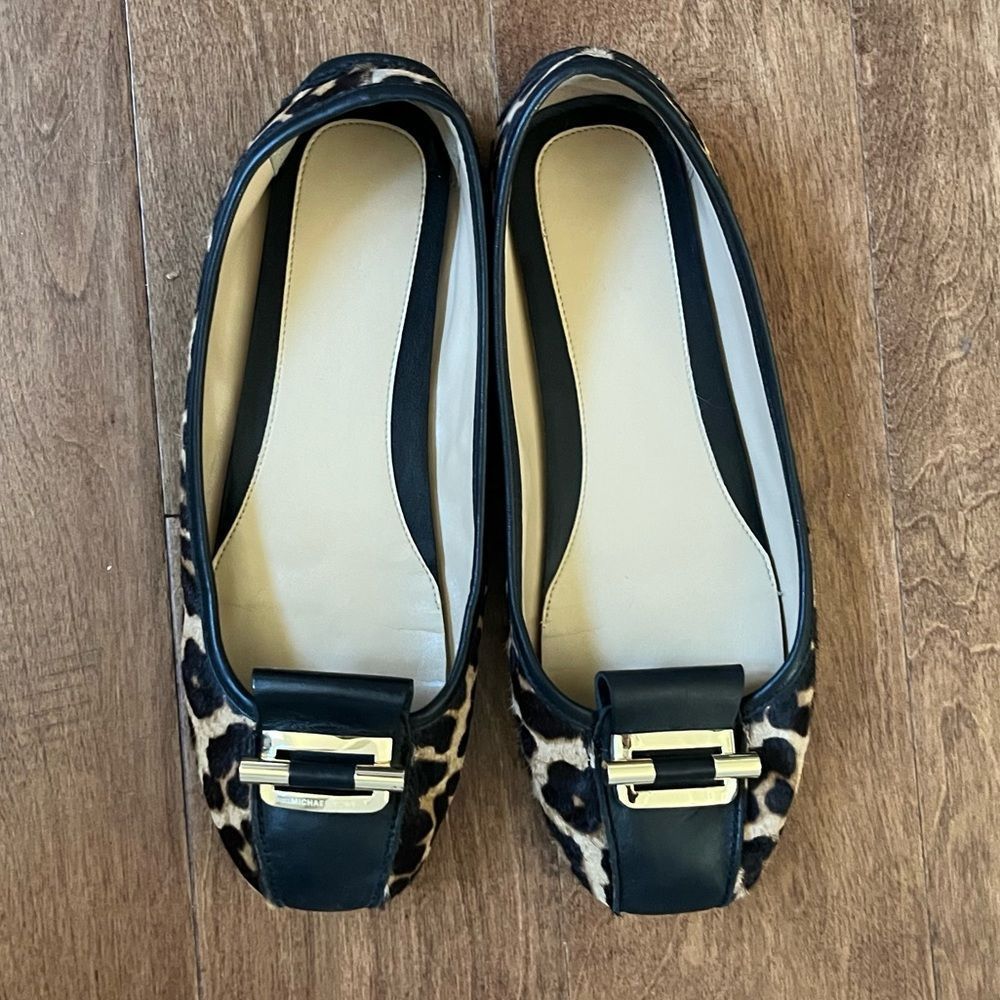 Michael Kors Calf Hair Leopard Print Flats with Metal Hardware Size 10